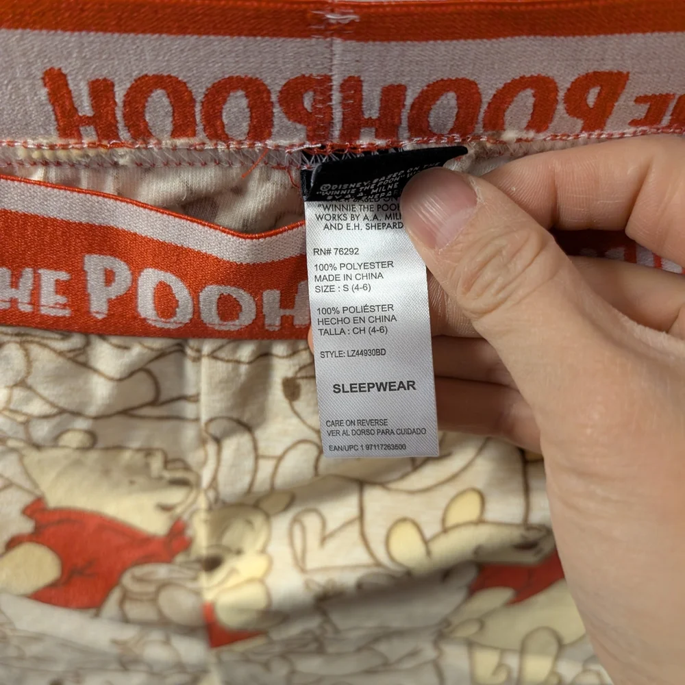Winnie the Pooh Cream Pajama Pants In Small 4-6 NWT - Picture 2 of 7